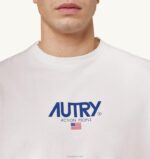 男性 F40RH105 Autry アイコニック ロゴ クルーネック Tシャツ ホワイト - 画像 (3)
