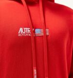 男性 F40RH112 Autry アイコニックなロゴ フード付きスウェットシャツ レッド - 画像 (4)