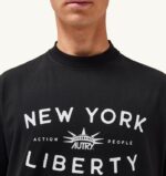 男性 F40RH115 Autry リバティ プリント クルーネック Tシャツ ブラック - 画像 (4)