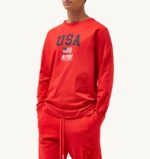 男性 F40RH120 Autry アイコニック ロゴ ロングスリーブ クルーネック Tシャツ レッド - 画像 (2)